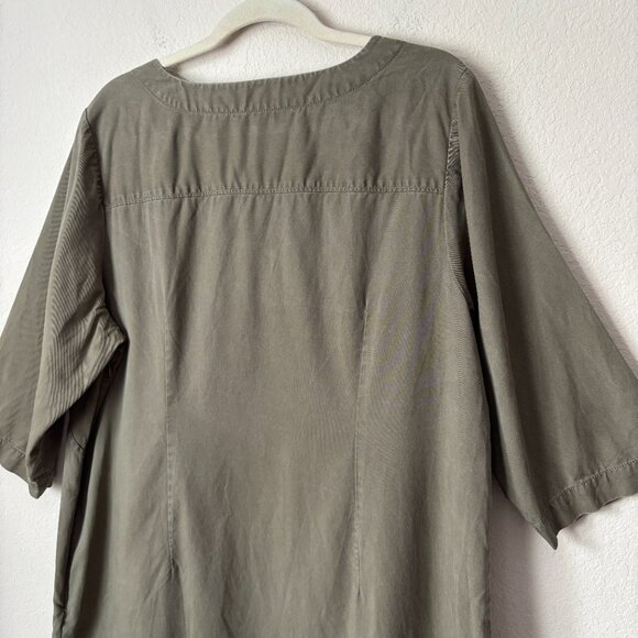 Talbots 18W Lace Up Relaxed Shift Dress Army Green - Picture 9 of 10